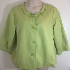 NWT Du Jour Green Retro Detailed Cotton Jacket